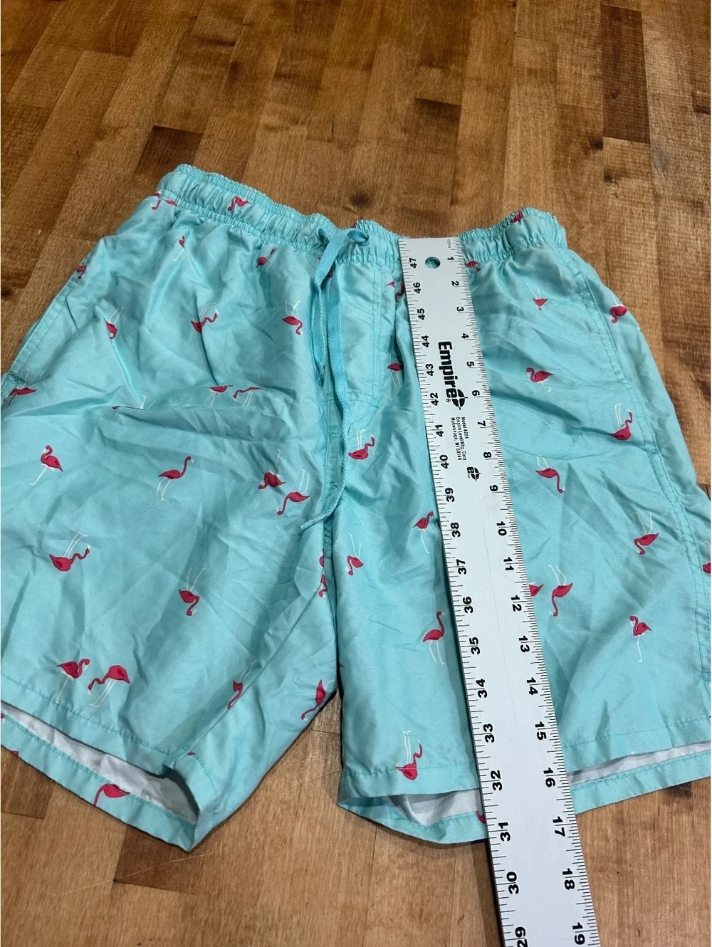 Old Navy Men's Medium Flamingo Print Swim Trunks Aqua Blue